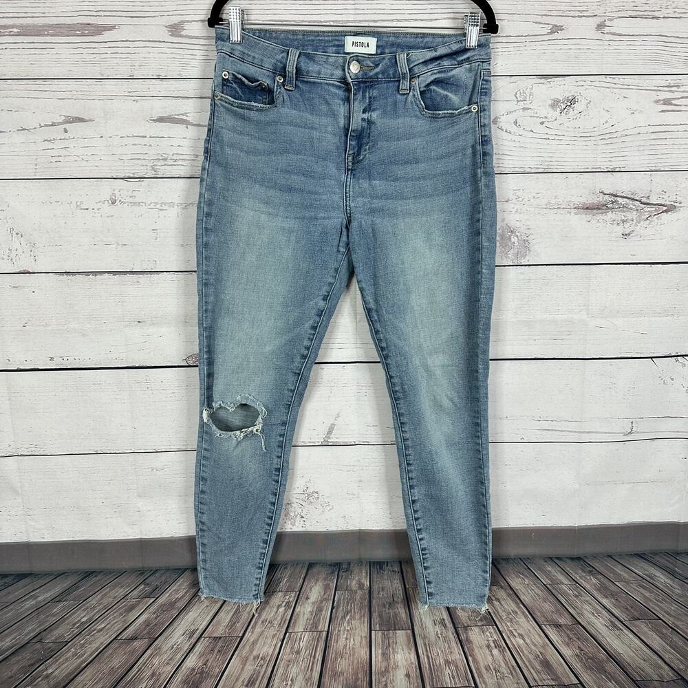 Pistola Jeans Womens 29 Blue Distressed High Rise Skinny Casual Minimalist